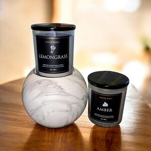 NEW Bath and Body Works Single Wick Candles with Marble Candle Holder